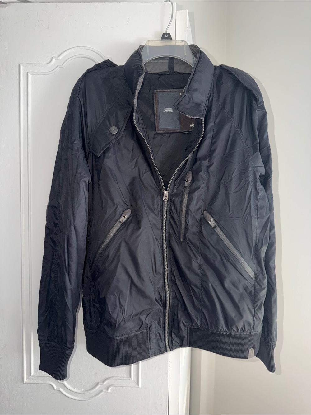 G-Star Men's Black Bomber Jacket with Zip Pockets